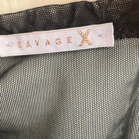 Savage X Fenty Black Sheer Ruched Mesh Mini Dress Strappy Bodycon - Picture 2 of 3